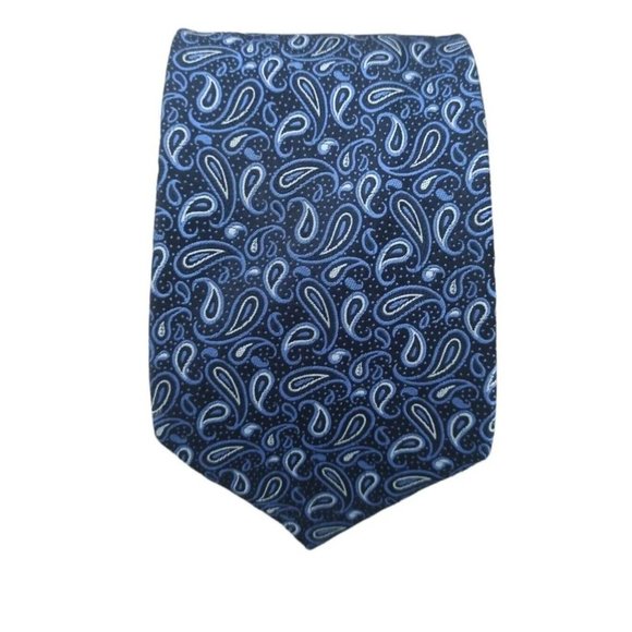 ERMENEGILDO ZEGNA Blue Paisley Silk Tie ITALY 59”/ 3.7’’ EC